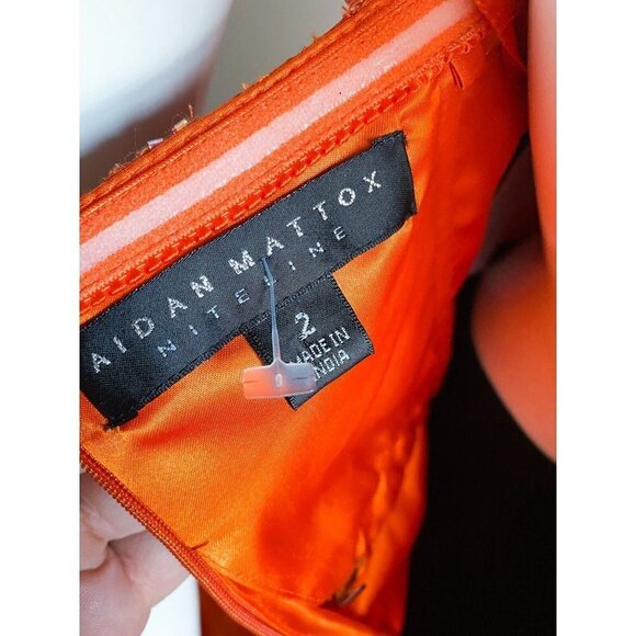 NWT Aidan Mattox Orange Beaded Empire Waist Grecian Silk Chiffon Gown 2 - Picture 8 of 10